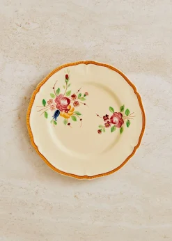 Sezane La Sélection Vintage|Assiettes à Dessert Anciennes, Crème Fleuries