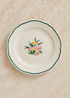 Sezane La Sélection Vintage|Assiettes à Dessert Anciennes, Crème Fleuries