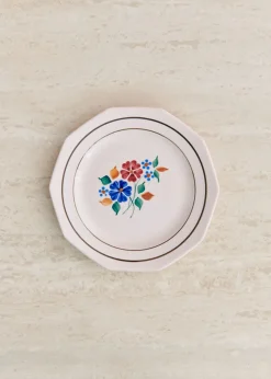 Sezane La Sélection Vintage|Assiettes à Dessert Anciennes, Crème Fleuries