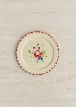 Sezane La Sélection Vintage|Assiettes à Dessert Anciennes, Crème Fleuries