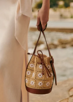Sezane Nos Sacs Iconiques|Maroquinerie|Bourse Mini Farrow Raphia
