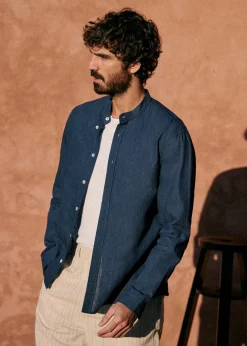 Sezane Chemises col mao|Chemises rayures|Chemise Benny Coton Lin