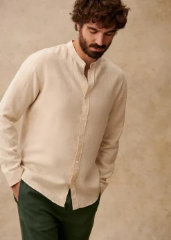 Sezane Chemises col mao|Chemises lin|Chemise Benny Lin