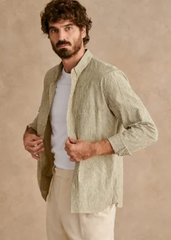 Sezane Chemises rayures|Chemises seersucker|Chemise Charlie Seersucker Coton Lin