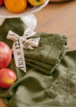 Sezane Les Tissus|La Vaisselle|Set De 4 Serviettes - Fleurs Brodées