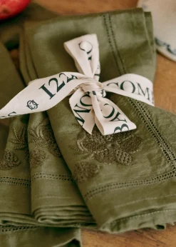 Sezane Les Tissus|La Vaisselle|Set De 4 Serviettes - Fleurs Brodées