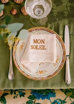 Sezane Les Tissus|La Vaisselle|Set De 4 Serviettes - Les Mots Brodés