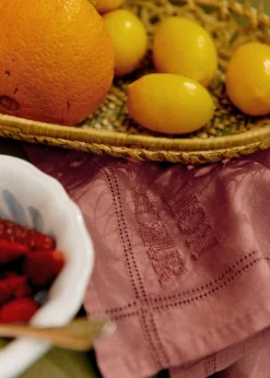 Sezane Les Tissus|La Vaisselle|Set De 4 Serviettes - Les Mots Brodés