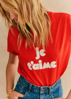 Sezane T-shirts|T-Shirt Je T'aime - Création Rose